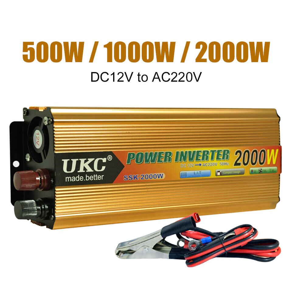 Инвертор, 12V, 2000W, синусоида, преносим, алуминиева сплав, жълт - EMAG.bg