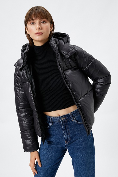 KOTON, Geaca cu vatelina si gluga, Negru, 2XL