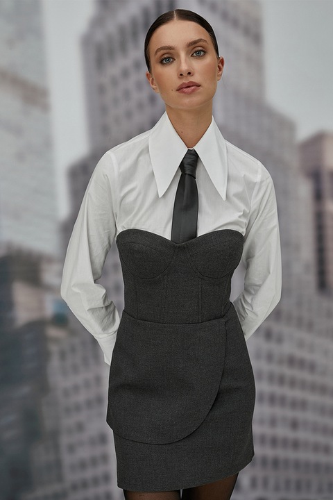 KOTON, Rochie mini cu cupe balconette, Gri antracit