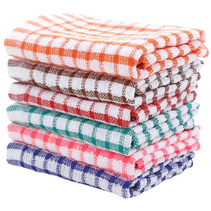 Set 6 prosoape de bucatarie, Bumbac, 28x40 cm, Multicolor