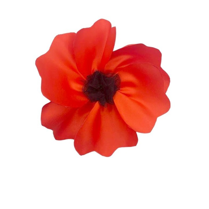 Brosa Handmade Floare de Mac Rosu, Material Textil Satinat, Diametru 18 cm, Accesoriu Elegant pentru Palton, Sacou sau Rochie