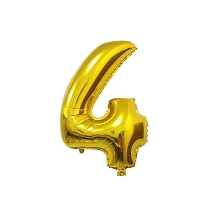 Фолиев балон JUP MAXEE *11143-62 8865-15, Цифра 4, Златист, 16"/40.6 см височина