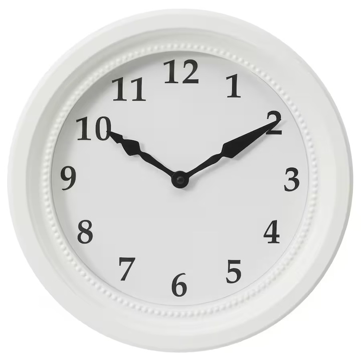 Klasszikus acél falióra, 35 cm, fehér