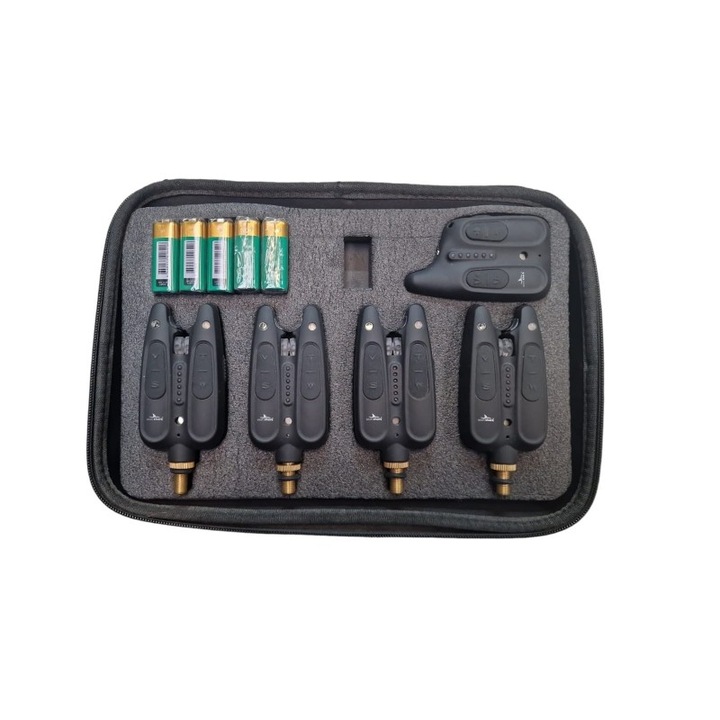Set 4 avertizori plus statie cu penar pentru transport si baterii incluse