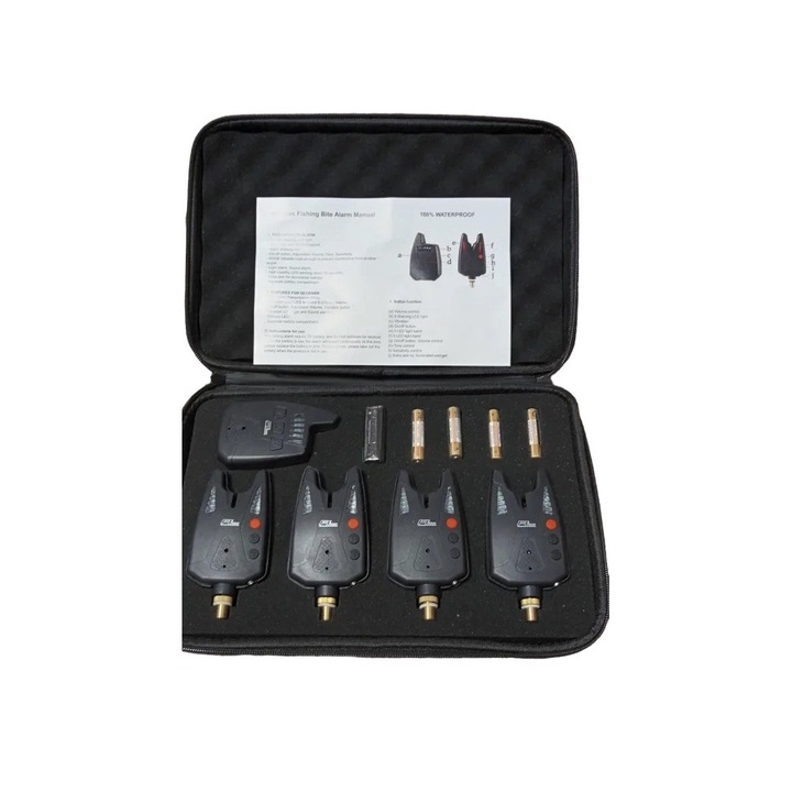 Set 4 avertizori plus Statie cu penar pentru transport si baterii incluse