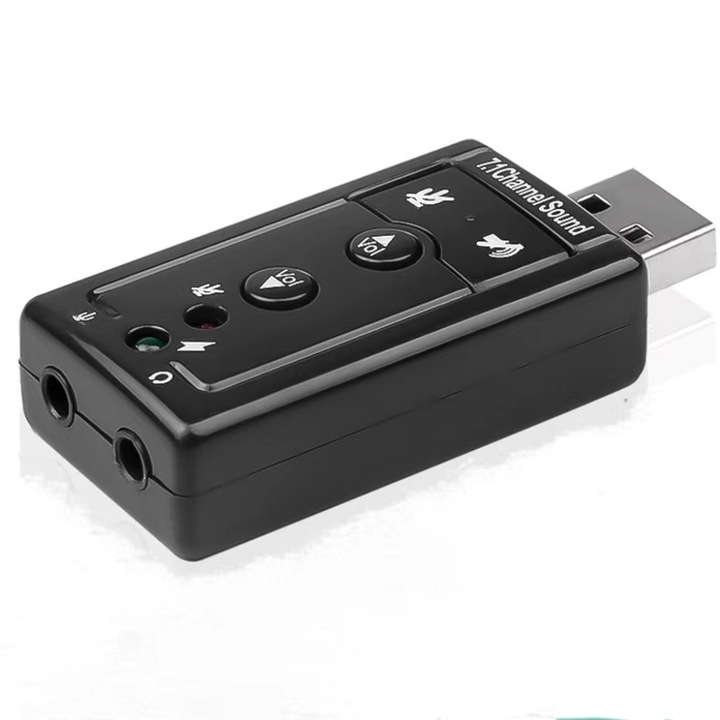 Placa de sunet, ABS, USB 2.0, Negru