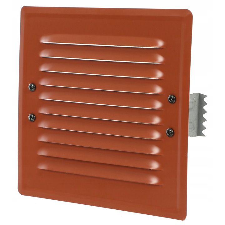 Grila Universala De Ventilatie Pentru Perete, Bobimarket, Material: Otel, Grosime Grilaj: 0,5 mm, Culoare: Caramida (Ral 8003, Finisaj Satinat), Inaltime Totala: 16,5 cm, Latime Totala: 16,5 cm, 16,5 cm x 16,5 cm