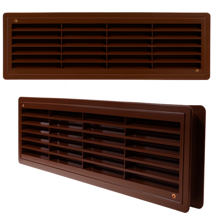 Grilaj De Ventilatie Pentru Usi, Material Plastic, Executie De Inalta Calitate, Utilizare Interioara, Fara Finisaj, Pregatit Pentru Vopsire, Culoare Maro
