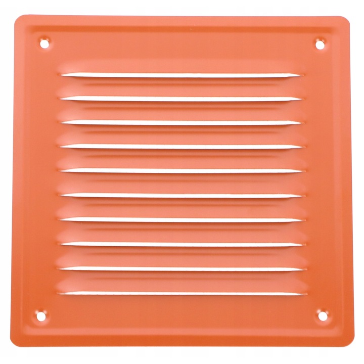 Grila De Ventilatie, Material Otel, Grosimea Grilei 0,5 Mm, Diametrul Orificiilor De Montare 4 Mm, Executie De Inalta Calitate, 14X14 cm, Portocalie