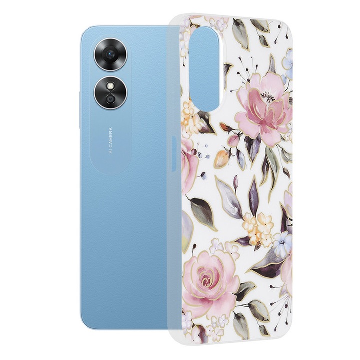 Калъф, съвместим с Oppo A17, Premium Quality, U564, Plastic, ChloeClear White