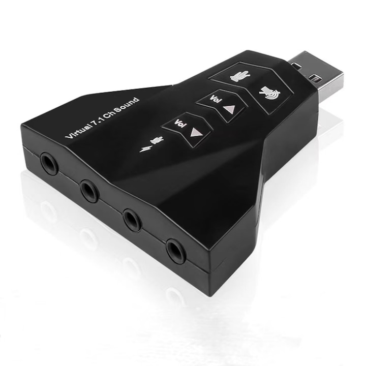 Placa de sunet, USB, Negru