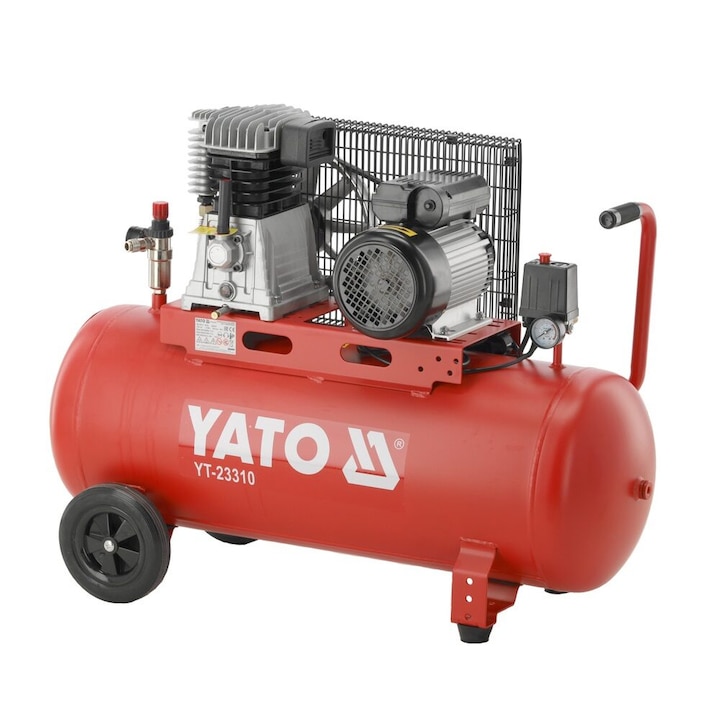 Маслен компресор, 2 връзки, 2200W, 100л, 360л/мин, 10бара, 2850 об.
