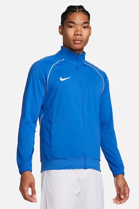 Nike, Футболна тениска със средновисока яка с цип, Бял/Кралско Синьо