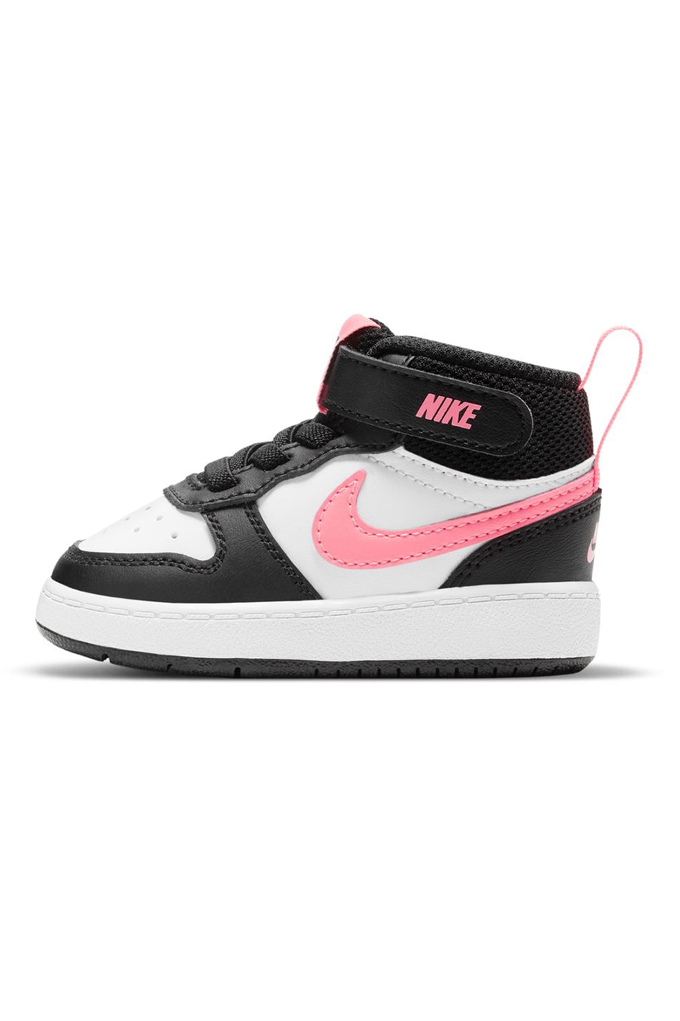 Nike, Pantofi sport cu garnituri din piele Court Borough, Alb, Negru, 21 EU