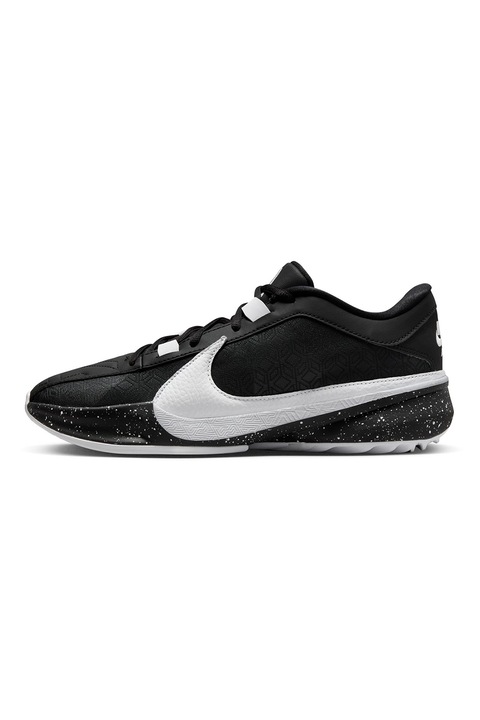 Nike, Pantofi sport pentru baschet Zoom Freak 5, Alb/Negru