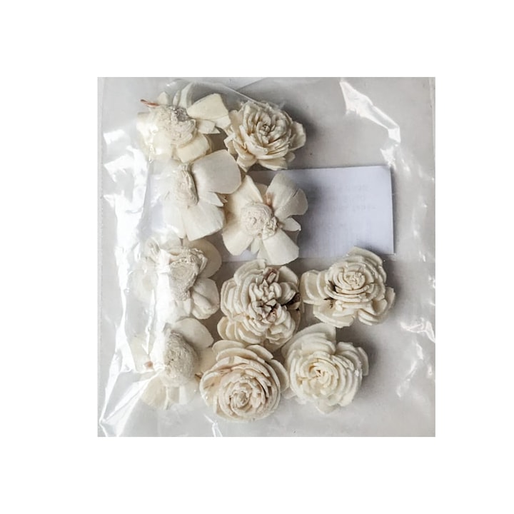 Set flori artizanale albe, 2 cm, 10 buc