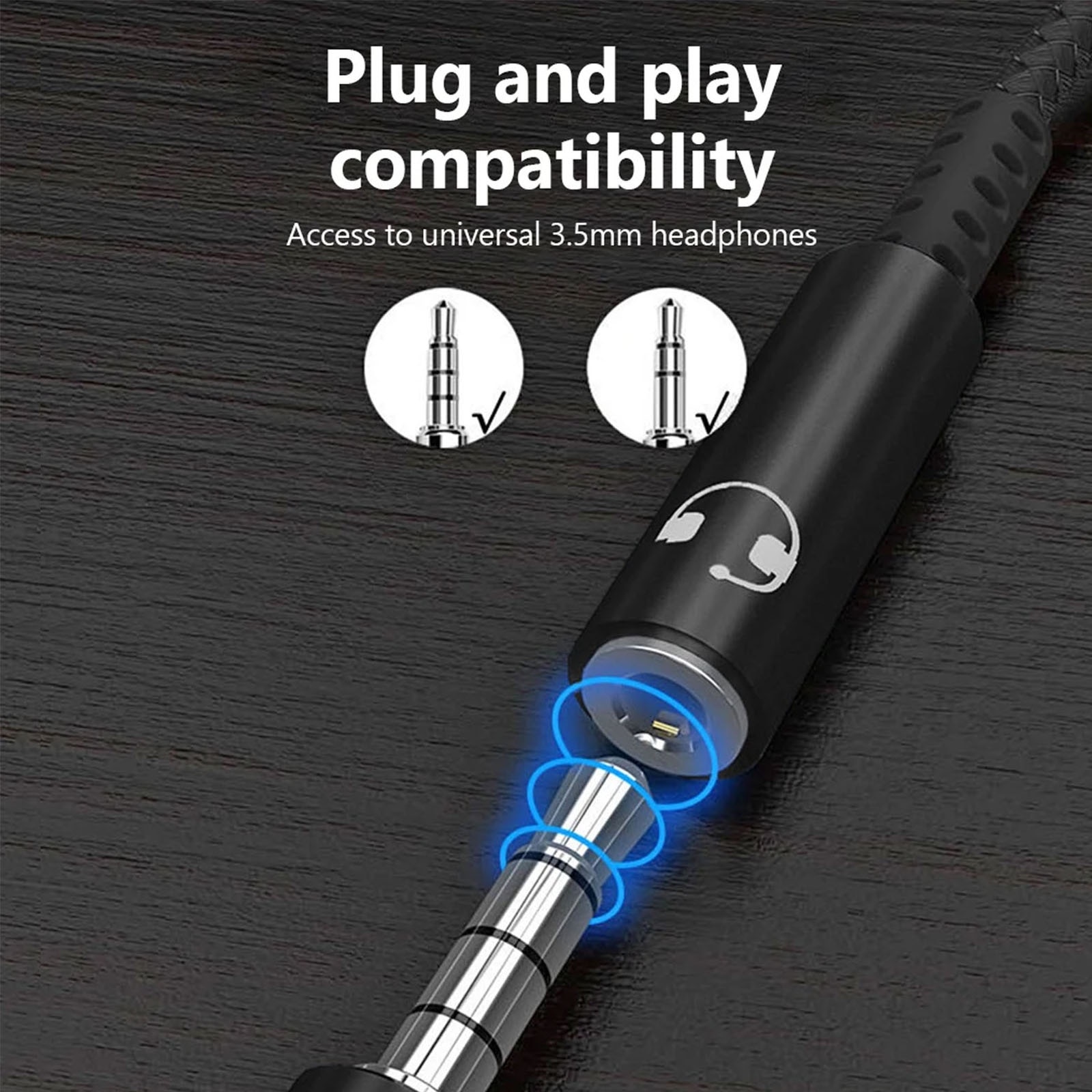 Adaptateur DAC Audio USB-C Vers Jack 3.5mm Pour Android - Câble 1m, Noir, Neuf