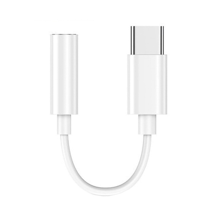 Цифров USB C адаптер към 3,5 mm жак за слушалки, Axroad Mall, Цифрово декодиращ DAC чип, Aux кабел за слушалки, Съвместим с android/iPhone 15/15 Pro/15 Plus/15 Pro Max, Пластмасов цимент, 13 см, Бял