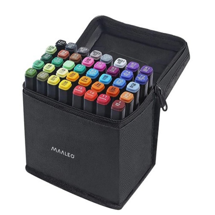 Комплект от 40 двойни маркера, многоцветни, включена транспортна чанта, Professional