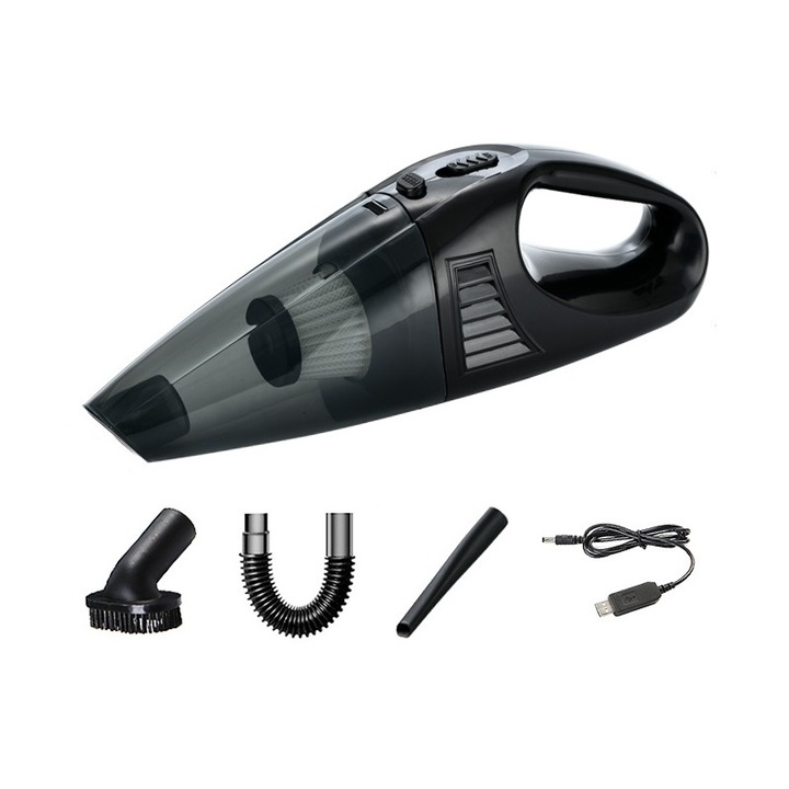 Chigoods vezeték nélküli kézi autós porszívó otthonra és autóra, nedves-száraz porszívó, USB-kábel, fekete