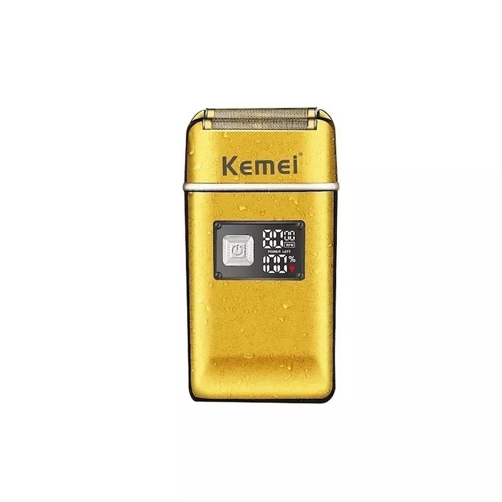 Самобръсначка и тример, високо прецизни ножчета, Kemei, USB зареждане, водоустойчив, метал, електронен дисплей, KM-TX9