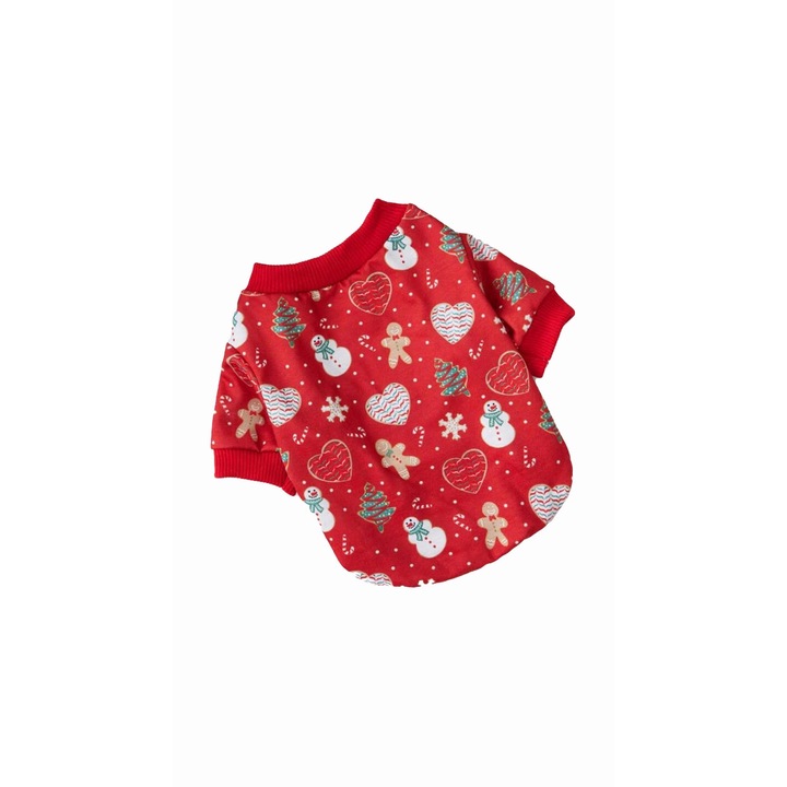 Bluza pentru caini, imprimeu Craciun, culoare rosie, masura M 32 cm