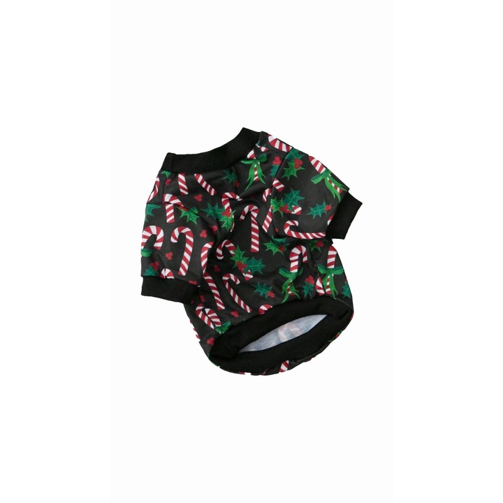 Bluza pentru caini, imprimeu Bomboane Craciun, masura XXL 48cm