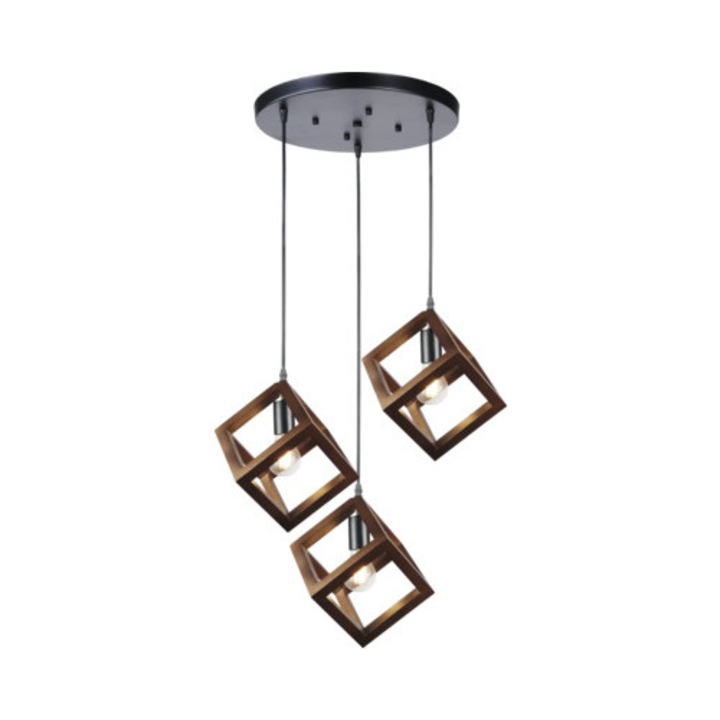 Lustra Rhombus E27 Max. 3x15w Ø500 Mm, Lemn/nuc