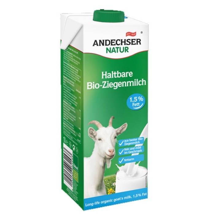 Lapte de capra Andechser Natur semi-degresat, 1L