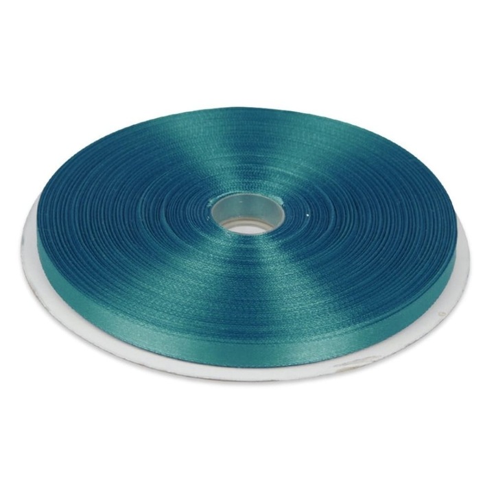 Panglica saten set 5 buc 0.6 cm latime, culoare albastru turcoaz, rola 22 m