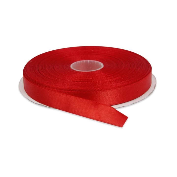 Panglica satinata, latime 1.5 cm, 1 rola 22.9 m, rosu
