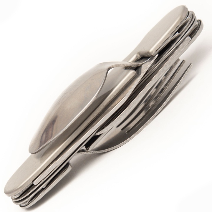 Briceag de buzunar, lingura si furculita, multifunctional, metalic