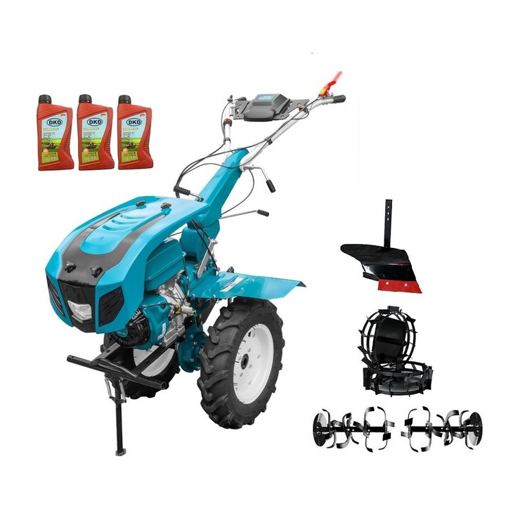 Motocultor Profesional Dakard Hs 1100D New, Motor 18 Cp, Capota cu Far, Freze Ajustabile 80-120Cm, Roti Metalice, Plug Arat, 3L Ulei