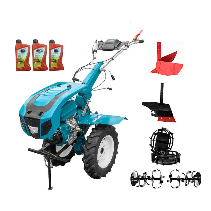 Motocultor Profesional Dakard Hs 1100D New, Motor 18 Cp, Capota cu Far, Freze Ajustabile 80-120Cm, Roti Metalice, Plug Arat, Rarita Reglabila, 3L Ulei