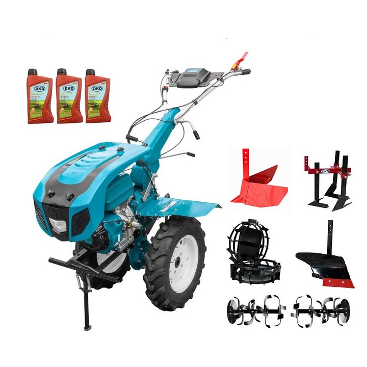 Motocultor Profesional Dakard Hs 1100D New, Motor 18 Cp, Capota cu Far, Freze Ajustabile 80-120Cm, Roti Metalice, Plug Arat, Rarita Reglabila, Prasitoare, 3L Ulei