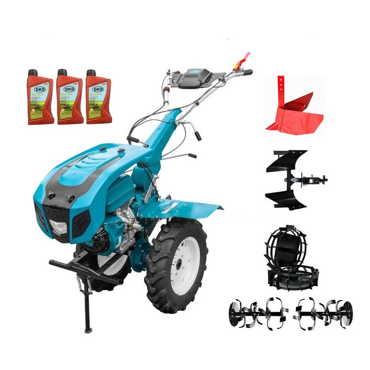 Motocultor Profesional Dakard Hs 1100D New, Motor 18 Cp, Capota cu Far, Freze Ajustabile 80-120Cm, Roti Metalice, Plug Reversibil, Rarita Reglabila, 3L Ulei