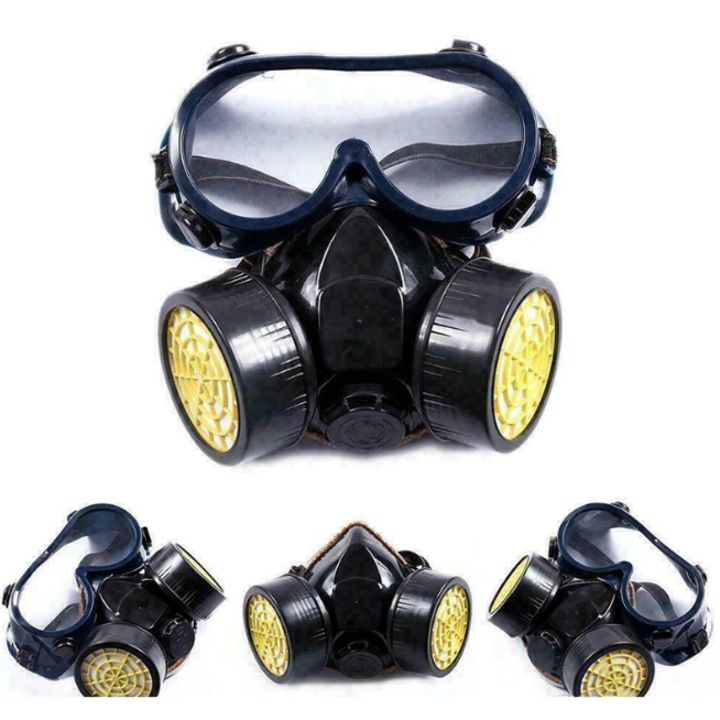 Set Ochelari si Masca de Protectie SUPER TRENDS®, 2 Filtre de Carbon Activ, Pentru Lucrul in Mediu Chimic, Protectie Impotriva Vaporilor, Vopselei sau Prafului, Negru