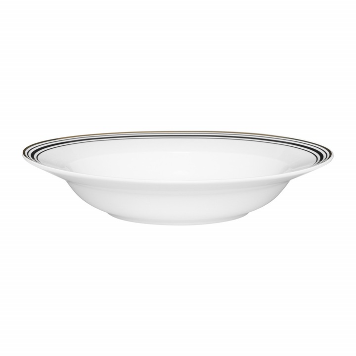 Farfurie adanca 23cm, portelan alb, Ambition Art Deco