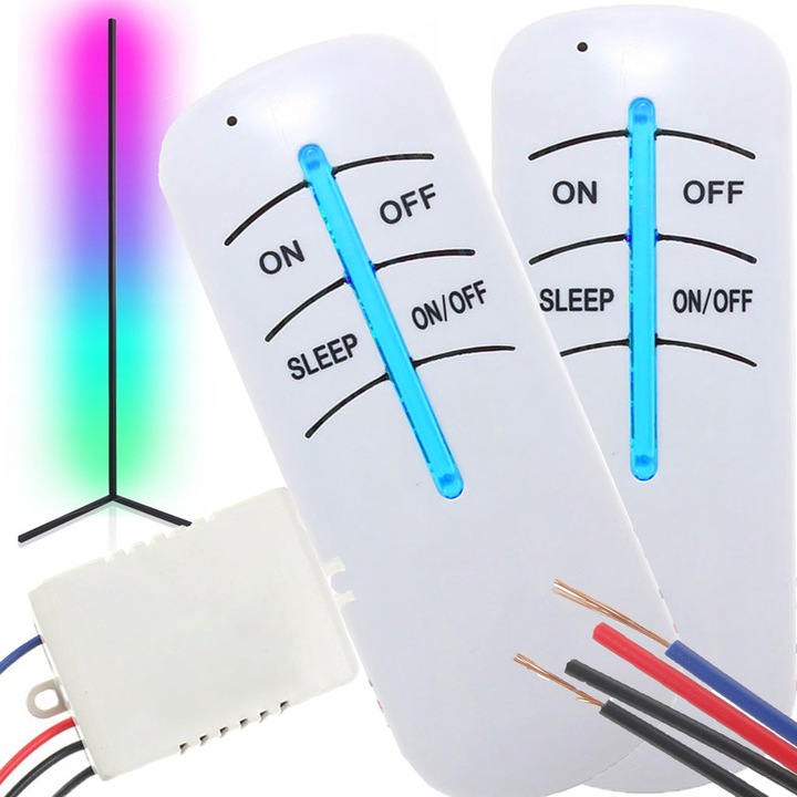 Comutator Wireless Pentru Iluminare, Telecomanda Fara Fir, 300w, Pornire/oprire, Raza De Actiune 20-30 M, Alb