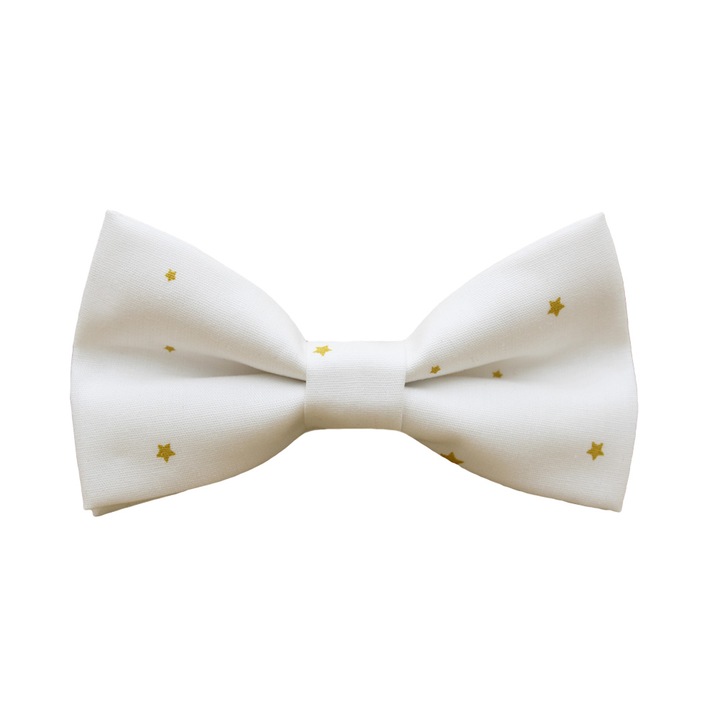Papion pentru barbati, Jfashion, Bumbac, 12 x 6 cm, Alb