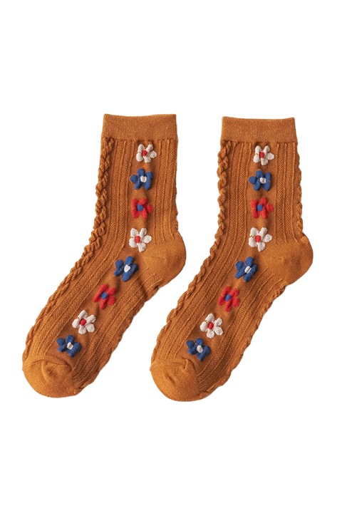 Дамски чорапи, тема I love spring, размер 38-42, кафяв, EFAYN