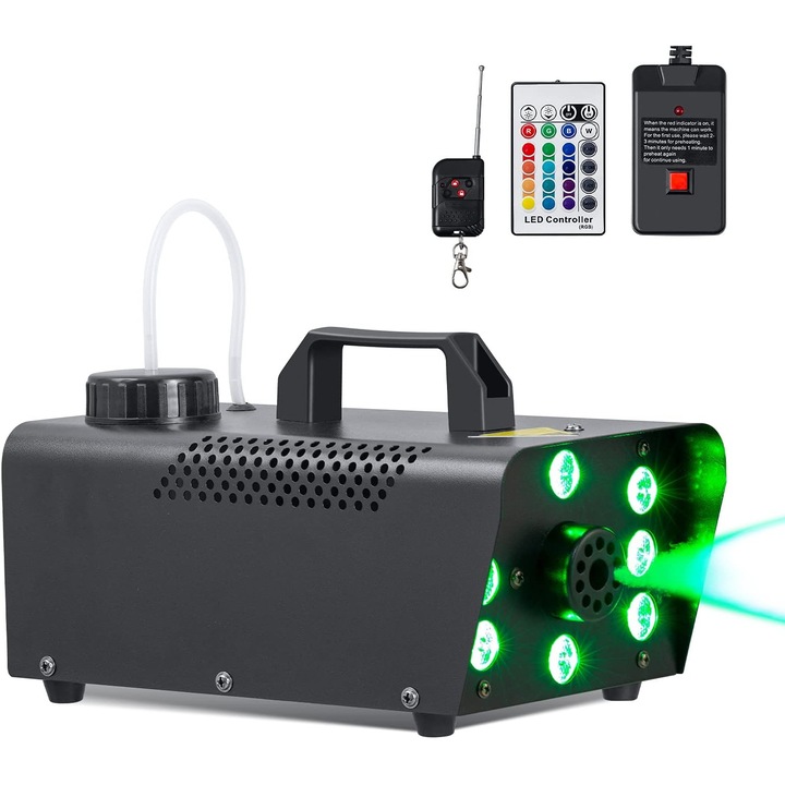 Машина за мъгла, 8 LED, 220V, 500W, Дистанционно управление, Черен
