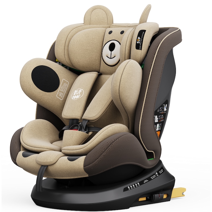 Scaun auto TWT Plus iSize Buf Boof UrsCoffee isofix Rotativ 360 grade Pozitie Somn 165 grade Top Tether 0-36 kg 40-150 cm
