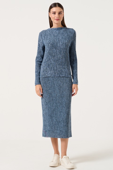 JIMMY KEY, Fusta midi cu talie inalta, Albastru melange, M