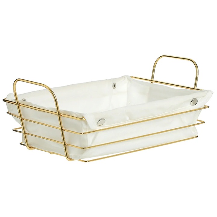 Cos paine, metalic, dreptunghiular cu husa detasabila textila, 26X19x8cm, auriu ABYZ®™