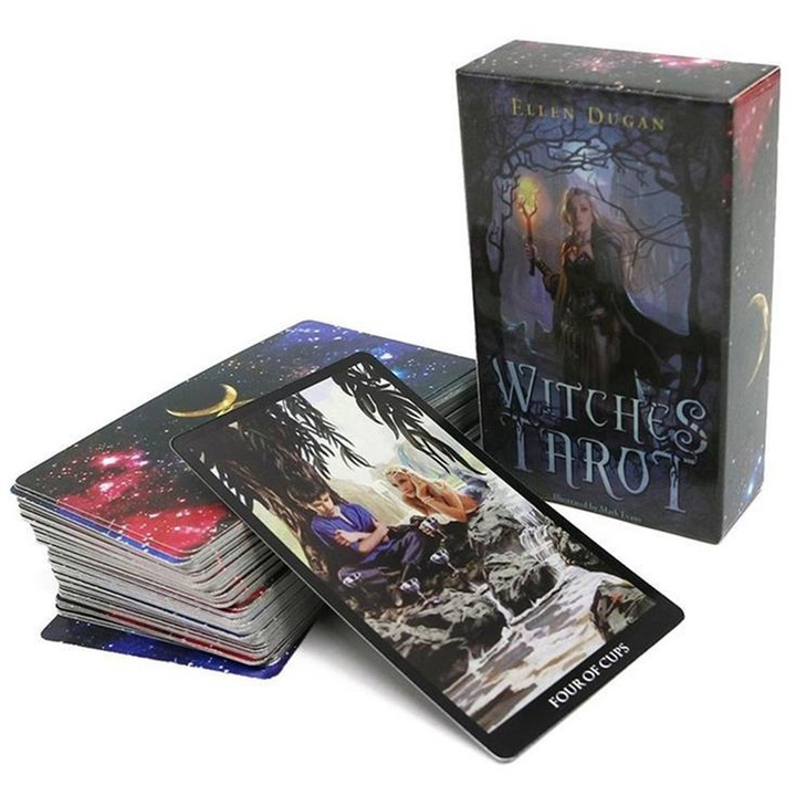 Set 78 carti vrajitoare tarot, Axroad Mall, Cu provocari si intrebari, Interpretare a cartilor in limba engleza incluse, Pentru festival, craciun sau zi de nastere, Carton, 6*10.3cm, Multicolor