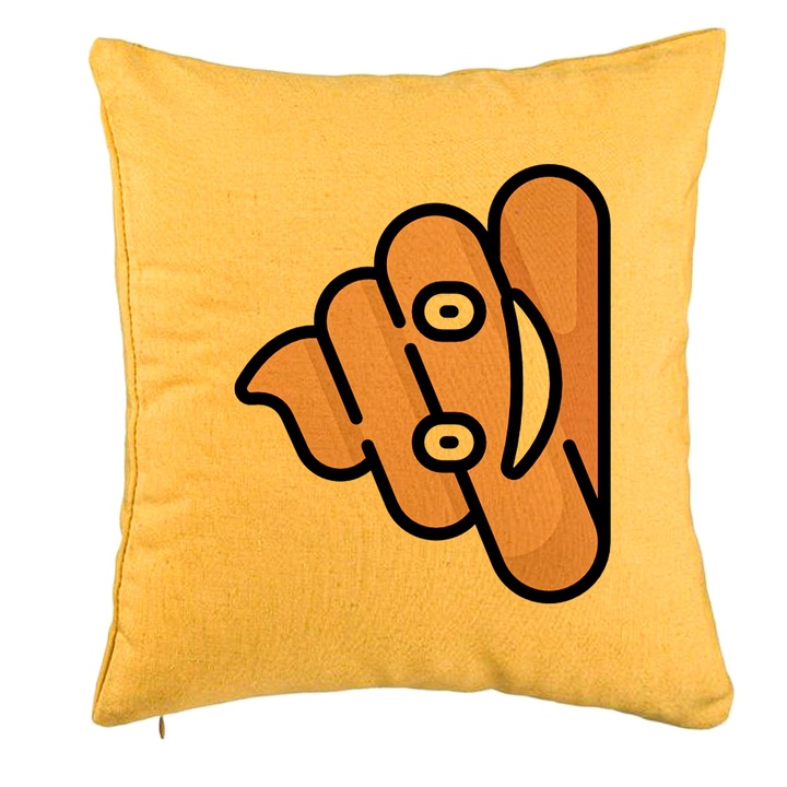 Perna Decorativa, Model Poo Emoji, 40x40 cm, Galben, Husa Detasabila, Burduf