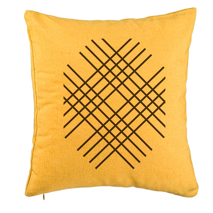 Perna Personalizata, Model Vera, 40x40 cm, Galben, Husa Detasabila, Burduf