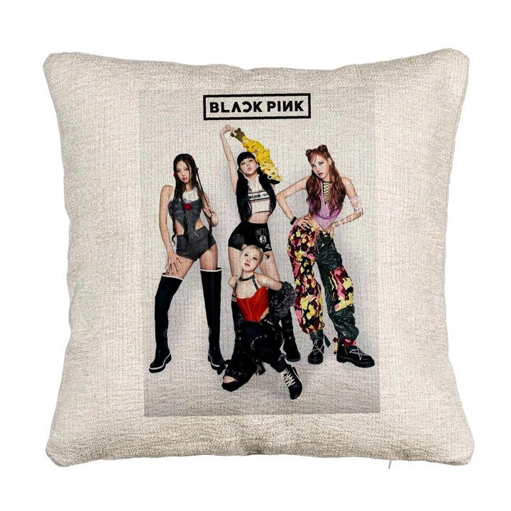 Perna Decorativa Canapea BlackPink, Model 2, 40x40 cm, Cu fermoar