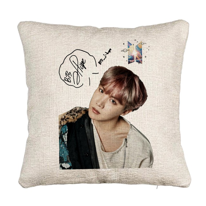 Személyre szabott párna BTS J-hope kanapé, 40x40 cm, cipzárral